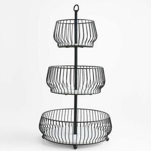 Crate&Barrel Cora 3 Tier Fruit Basket - Black